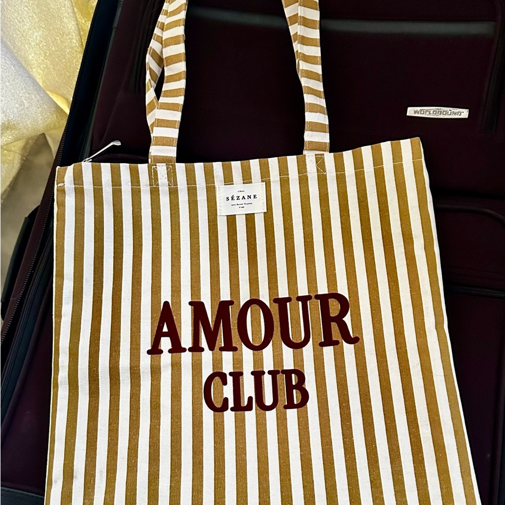 Sézane Amour Club Striped Tote Bag